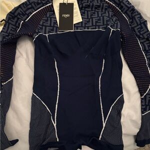 Fendi Navy Blue Long Sleeve Top